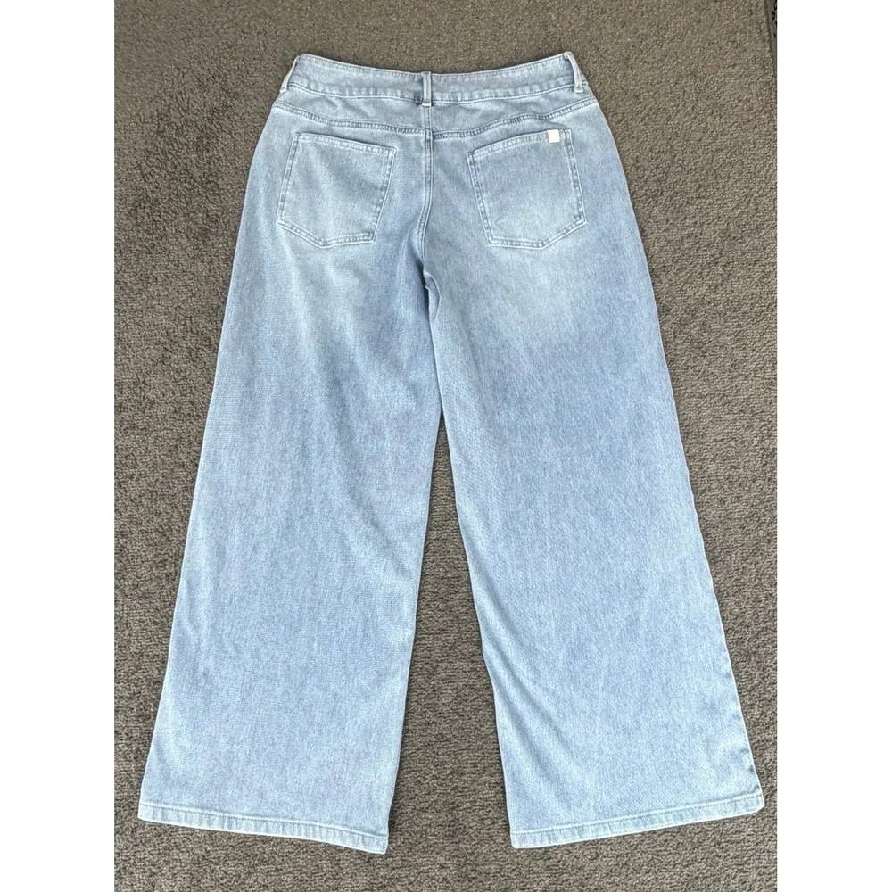 Halara Light Wash Wide Leg Crossover Waist Denim Jeans Blue S - Picture 10 of 10